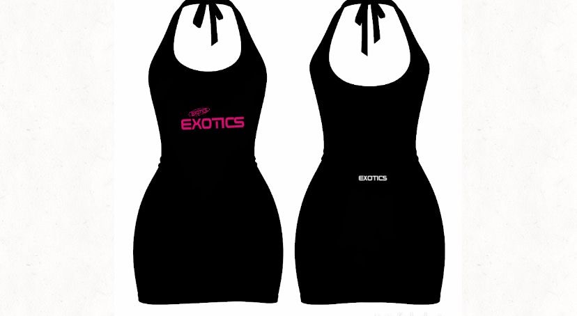 EXOTICS Noir Halter Dress
