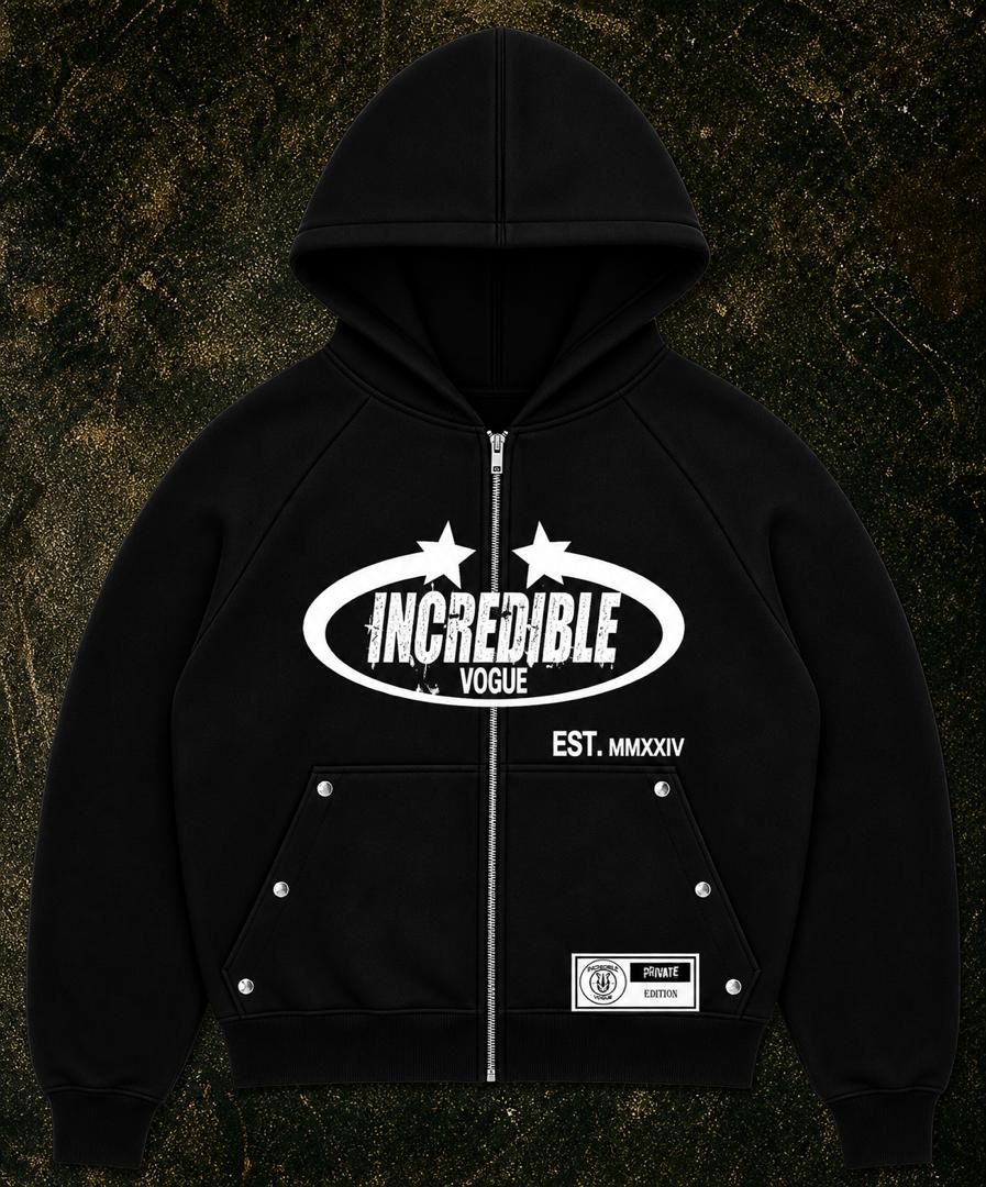 Incredible Vogue Zip-Up Hoodie Black. 